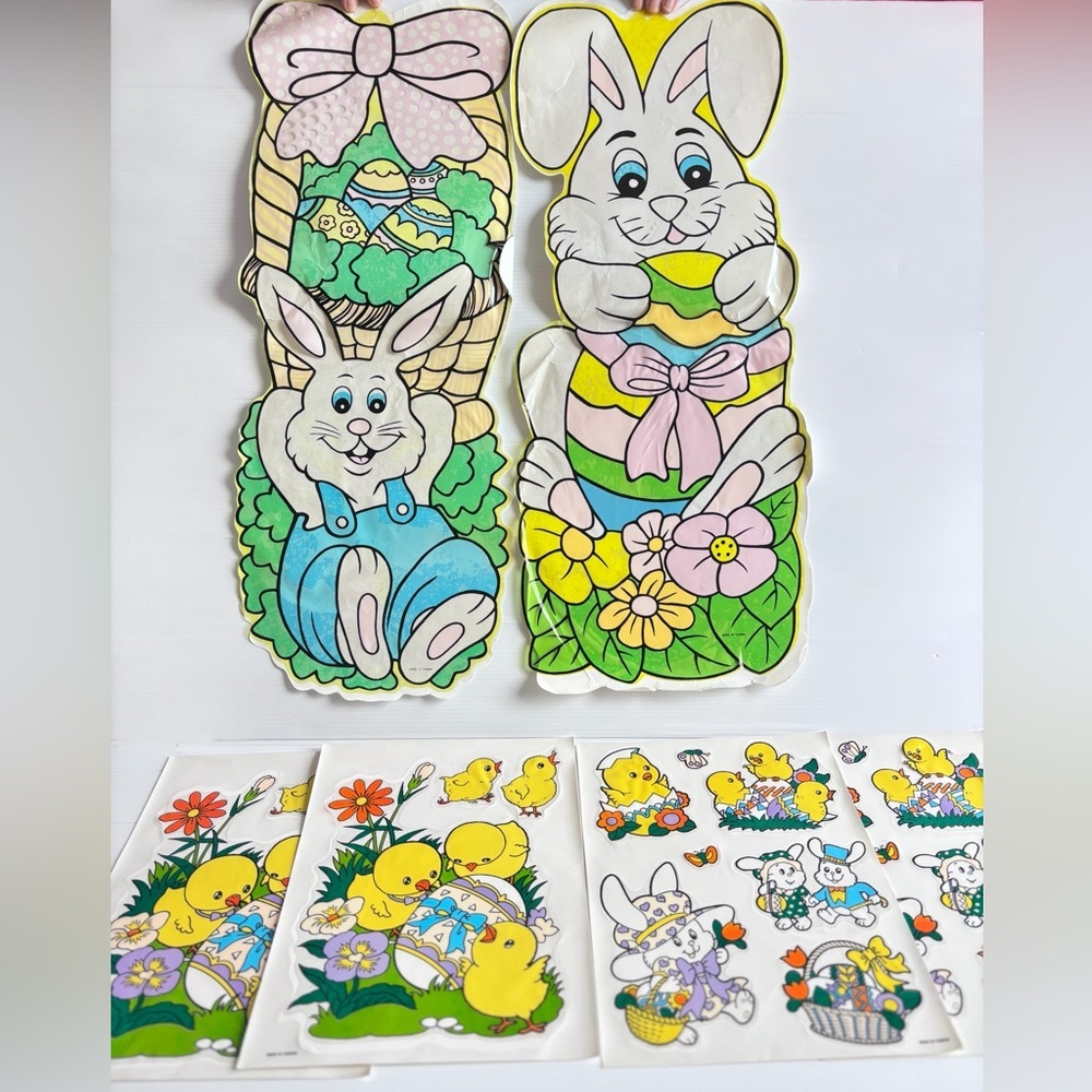Vintage Easter Window Clings Lot 90s Holiday Decor